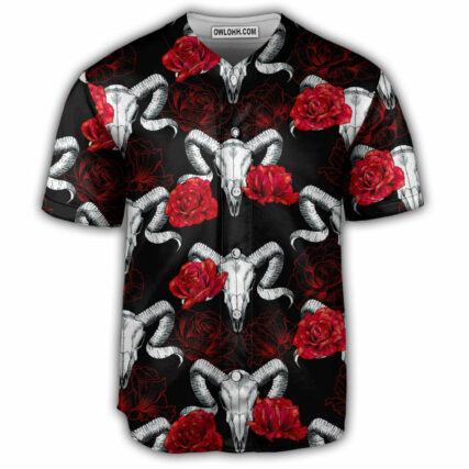 Skull Ram Rose - Baseball Jersey - Owl Ohh - Owl Ohh