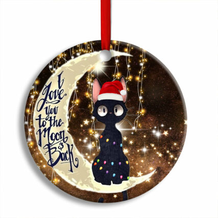 Christmas Cat I Love You To The Moon And Back - Circle Ornament - Owl Ohh - Owl Ohh