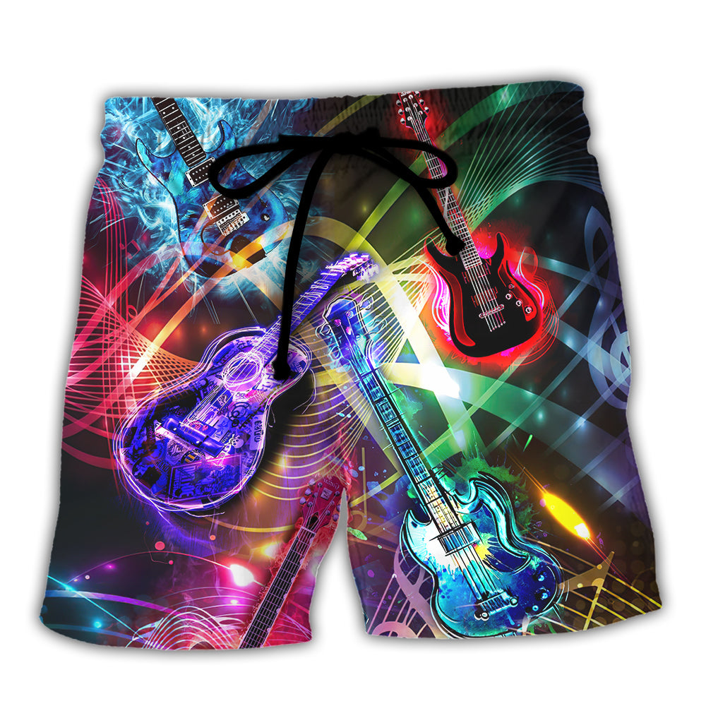 Guitar Is All You Need Neon Amazing - Beach Short - Owl Ohh - Owl Ohh