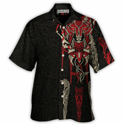 Viking Fenrir Wolf Head Norse Celtic - Hawaiian Shirt - Owl Ohh for men and women, kids - Owl Ohh