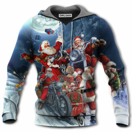 Christmas Santa I Don't Need Reindeer I Have Motorbike - Hoodie - Owl Ohh - Owl Ohh
