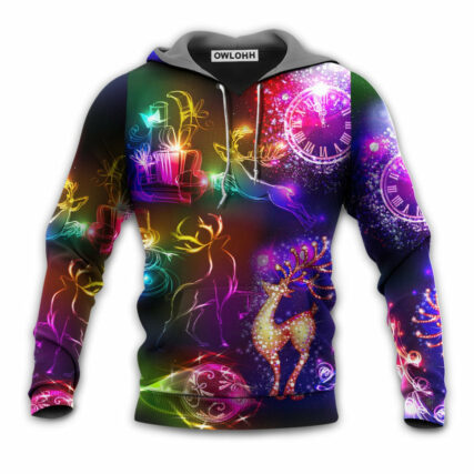 Christmas Reindeer Neon Light Bright - Hoodie - Owl Ohh - Owl Ohh
