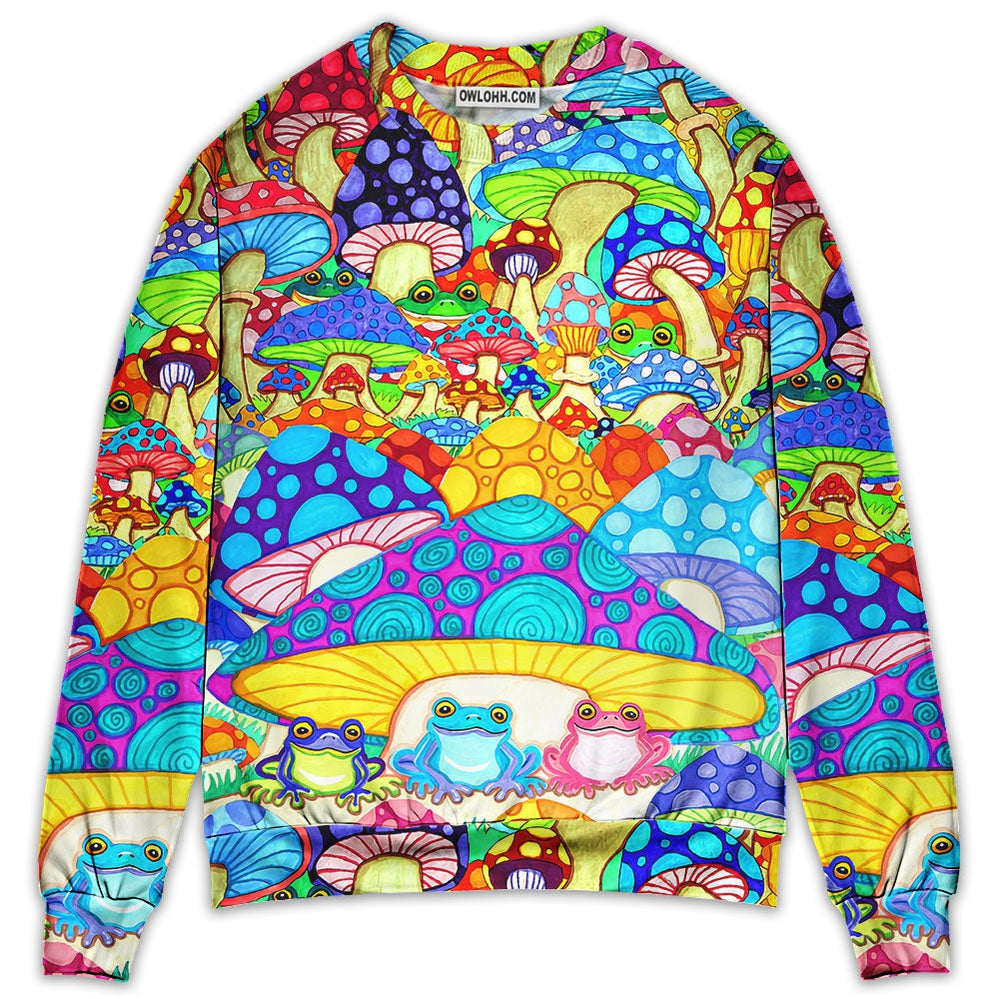 Hippie Frog Mushroom Hippie Colorful Art Peace - Sweater - Ugly Christmas Sweaters - Owl Ohh - Owl Ohh