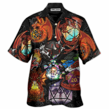 D20 And Fire Dragon Art - Hawaiian Shirt - Owl Ohh - Owl Ohh