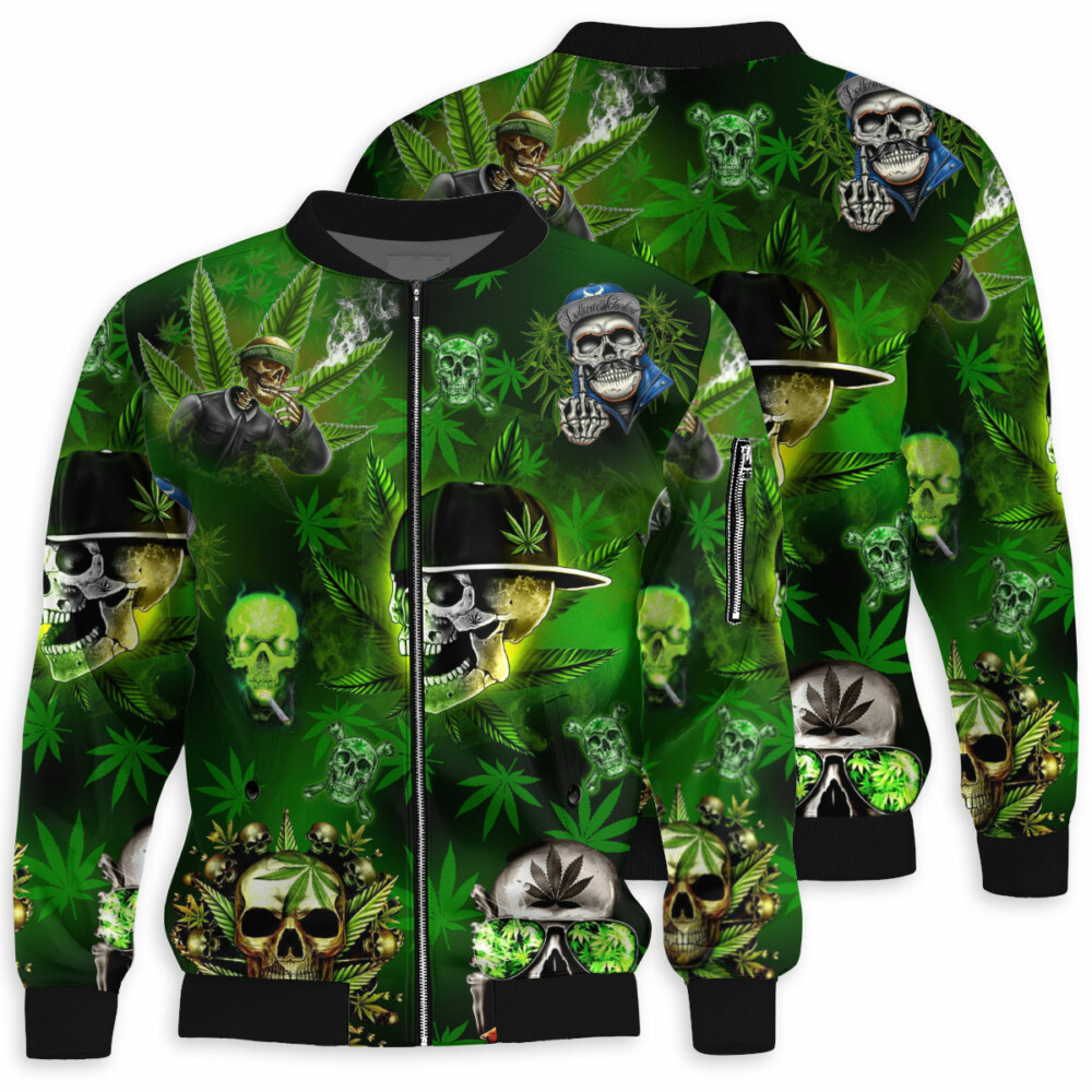 Skull Let's Get High Green - Bomber Jacket - Owl Ohh - Owl Ohh