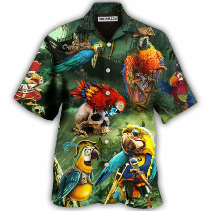 Parrot Funny Parrot Pirates In The Ocean - Hawaiian Shirt - Owl Ohh - Owl Ohh