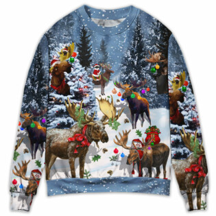 Moose Merry Christmas Snow - Sweater - Ugly Christmas Sweaters - Owl Ohh - Owl Ohh