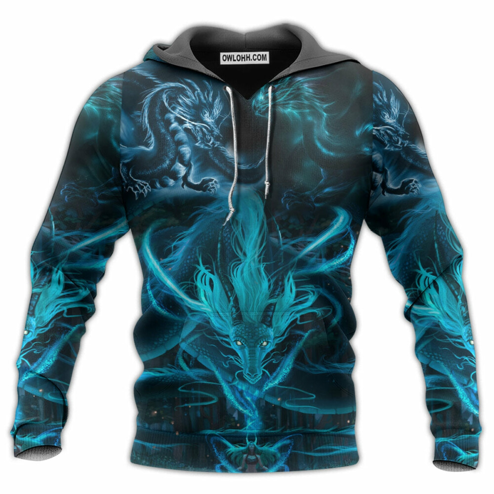 Dragon Blue Lighting And The Witch - Hoodie - Owl Ohh - Owl Ohh