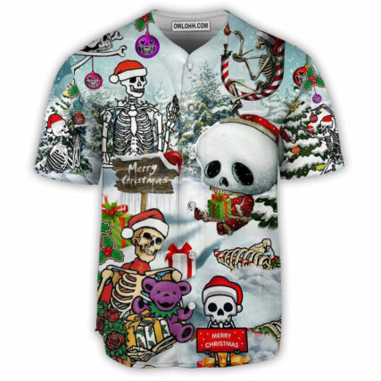 Skull Xmas Snow - Baseball Jersey - Owl Ohh - Owl Ohh