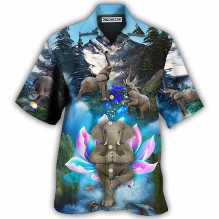 Elephant Yoga Pose On The Waterfall - Hawaiian Shirt - Owl Ohh - Owl Ohh