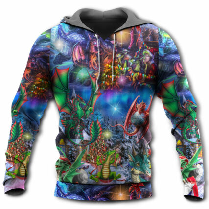 Christmas Dragon Light Art Style - Hoodie - Owl Ohh - Owl Ohh