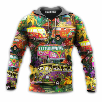 Hippie Bus Peace Life Colorful Style - Hoodie - Owl Ohh - Owl Ohh