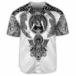Viking Warrior Blood Black And White - Baseball Jersey - Owl Ohh - Owl Ohh