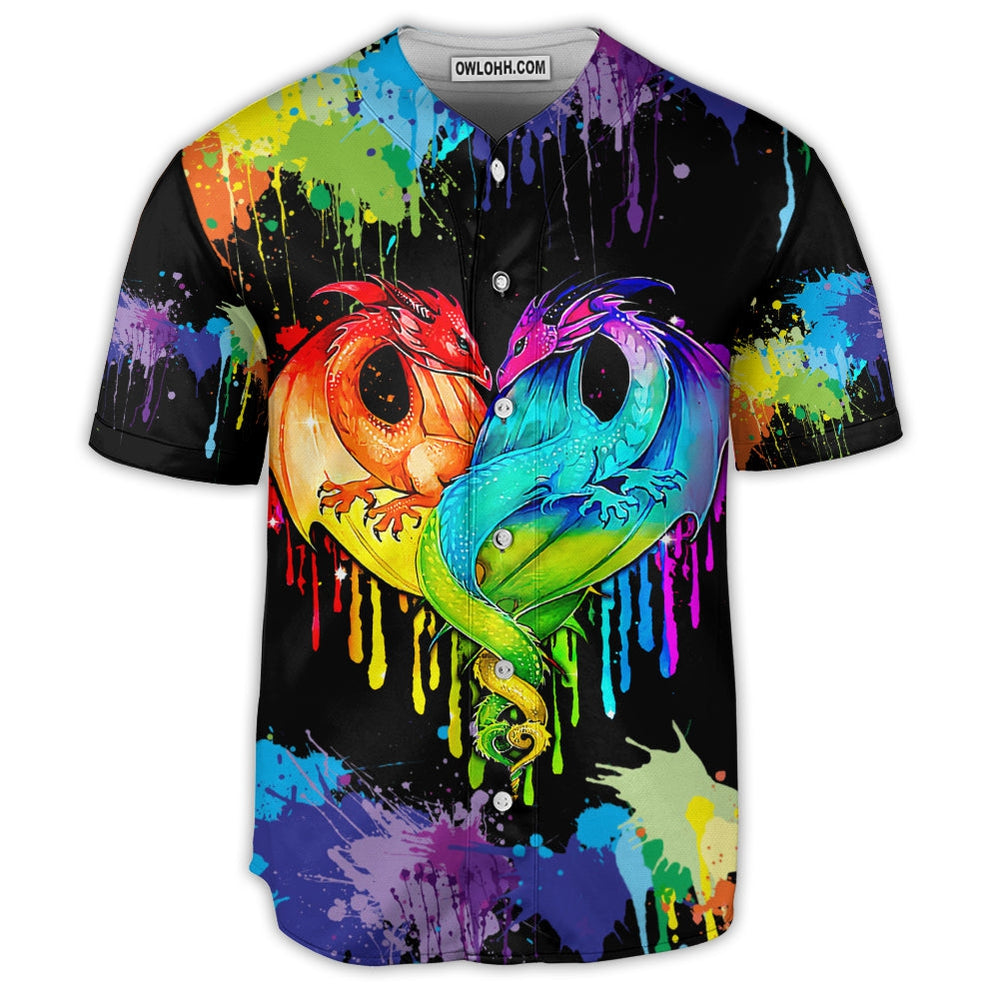 Dragon LGBT Pride Dragon Colorful - Baseball Jersey - Owl Ohh - Owl Ohh