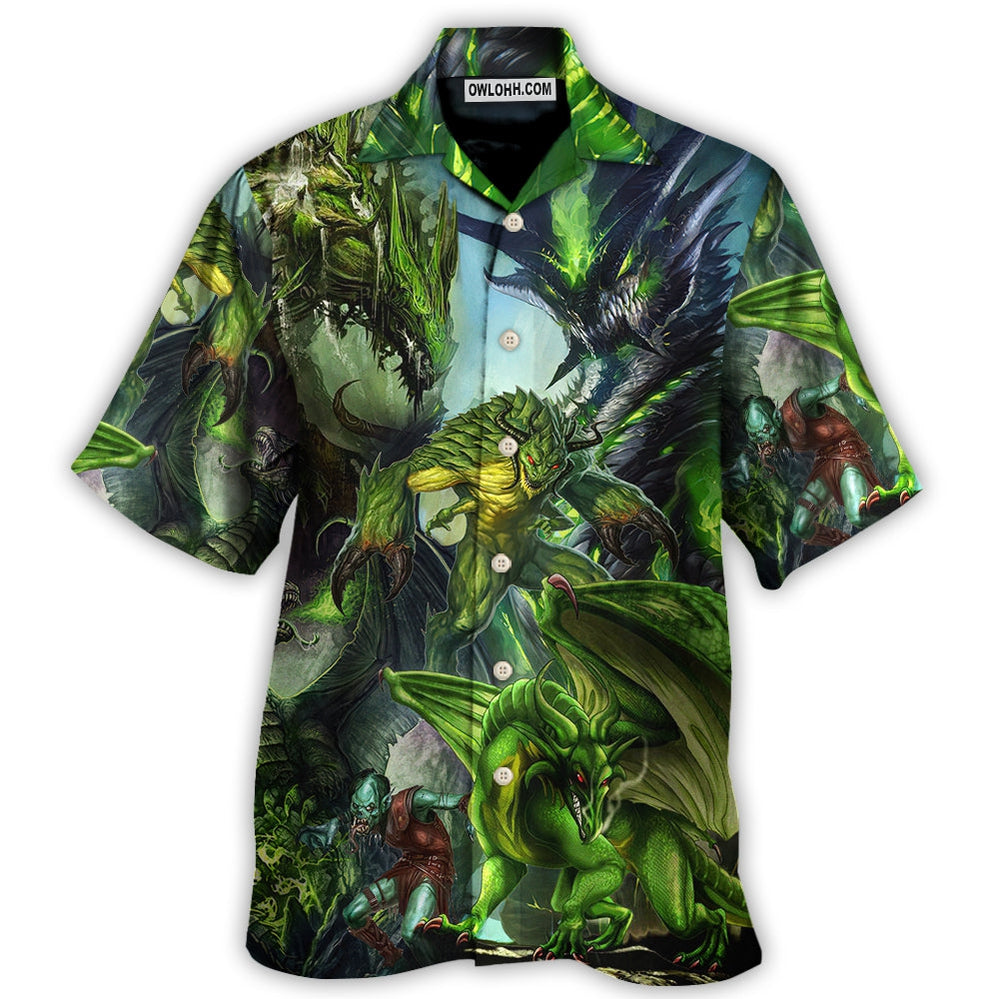Dragon Green Skull Lover Art Style - Hawaiian Shirt - Owl Ohh - Owl Ohh