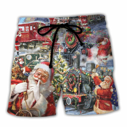 Christmas Santa's Express Train - Beach Short - Owl Ohh - Owl Ohh