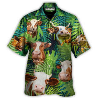 Cow Face Troll Funny Lover Cattle Tropical Style - Hawaiian Shirt - Owl Ohh for men and women, kids - Owl Ohh