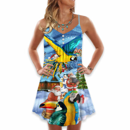 Parrot High By The Beach Christmas - V-neck Sleeveless Cami Dress - Owl Ohh - Owl Ohh