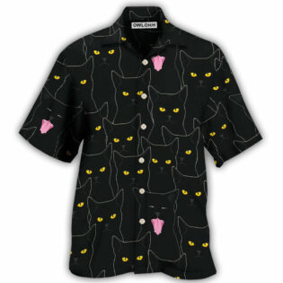 Black Cat Lovely Looking At You - Hawaiian Shirt - Owl Ohh - Owl Ohh