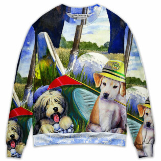 Golf Dog Funny Lover Golf Art Style - Sweater - Ugly Christmas Sweaters - Owl Ohh - Owl Ohh