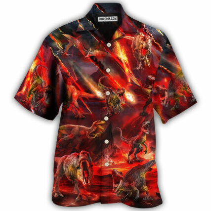 Dinosaur Meteorite Rain Cool Style - Hawaiian Shirt - Owl Ohh - Owl Ohh