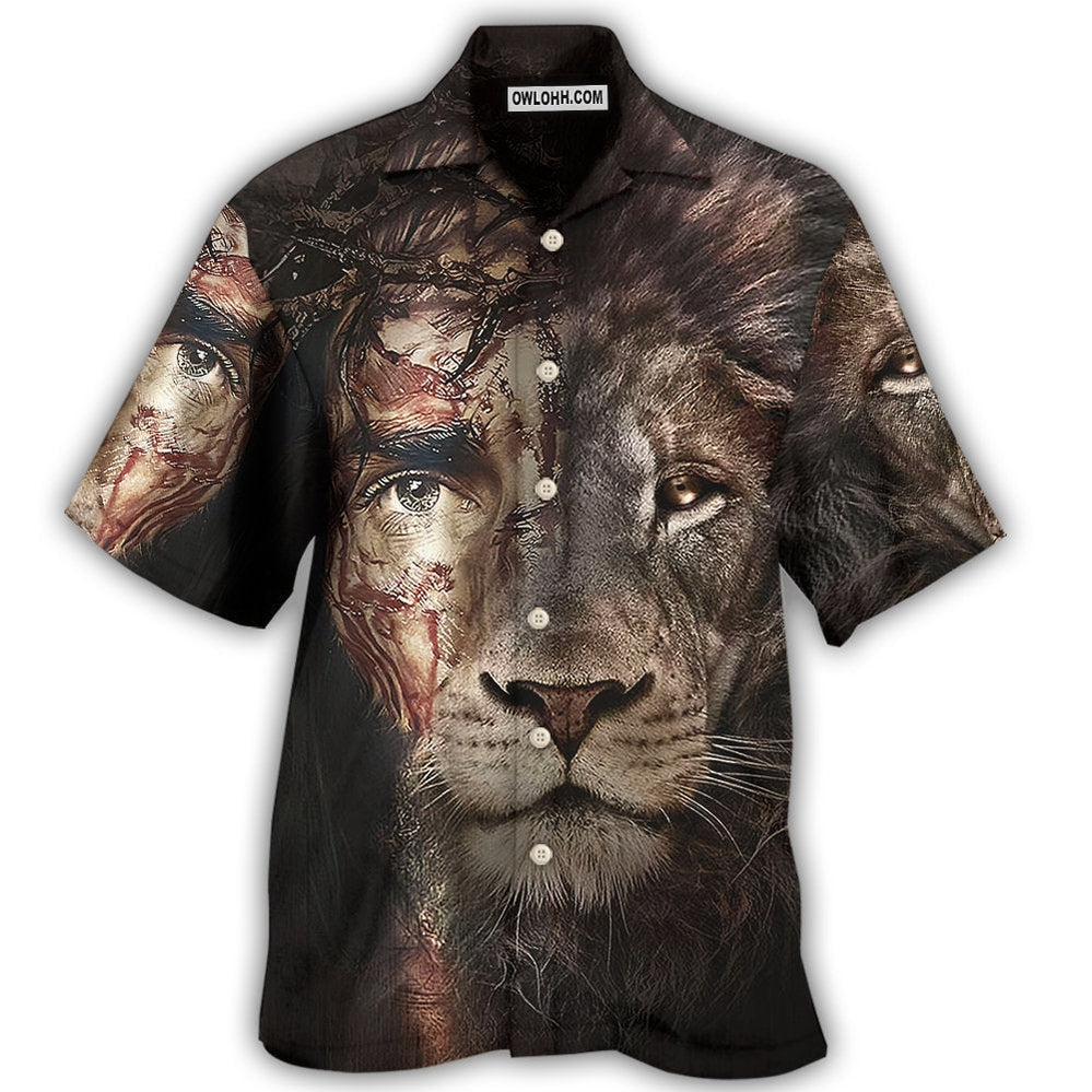 Jesus And Lion - Hawaiian Shirt - Owl Ohh for men and women, kids - Owl Ohh
