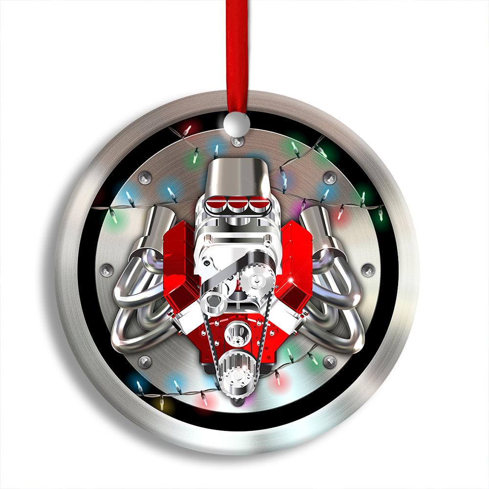 Hot Rod Christmas Metal And Light Custom Photo Personalized - Circle Ornament - Owl Ohh - Owl Ohh