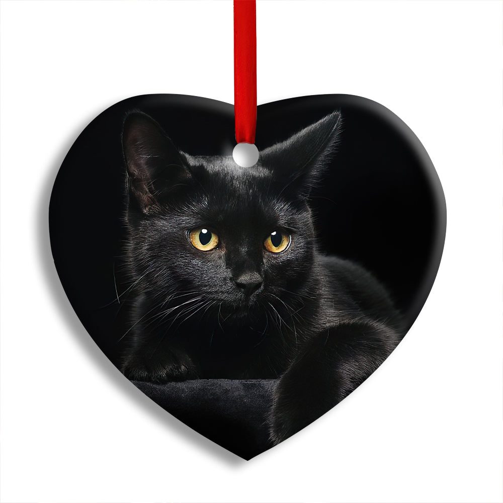 Black Cat Lover Kitty - Heart Ornament - Owl Ohh - Owl Ohh