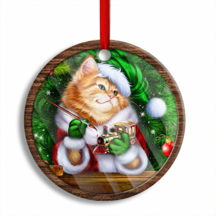 Christmas Cat Cute Kitten Meowy Xmas - Circle Ornament - Owl Ohh - Owl Ohh
