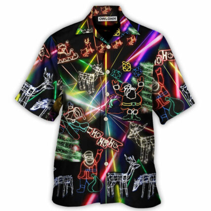 Christmas Tree Neon Art And Snowman - Hawaiian Shirt - Owl Ohh - Owl Ohh
