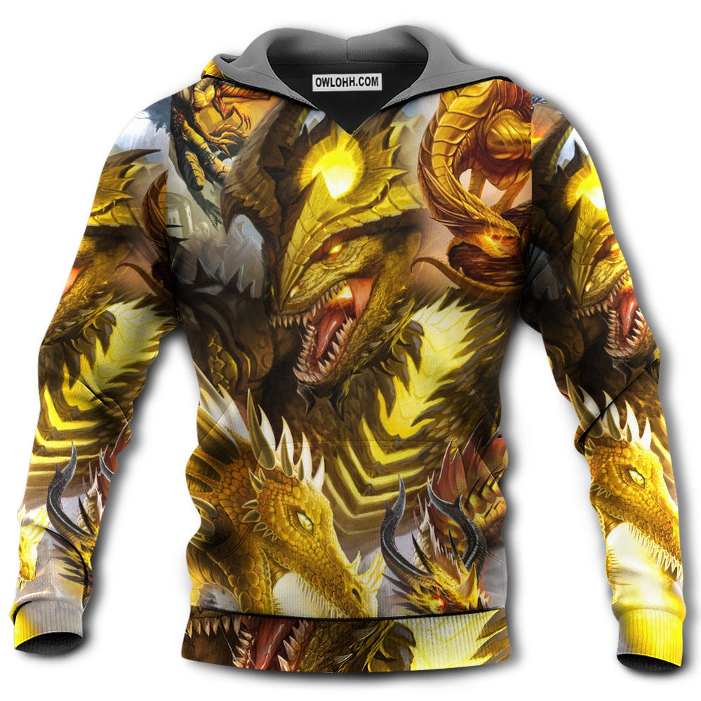 Dragon Gold Skull Lover Fight Art Style - Hoodie - Owl Ohh - Owl Ohh