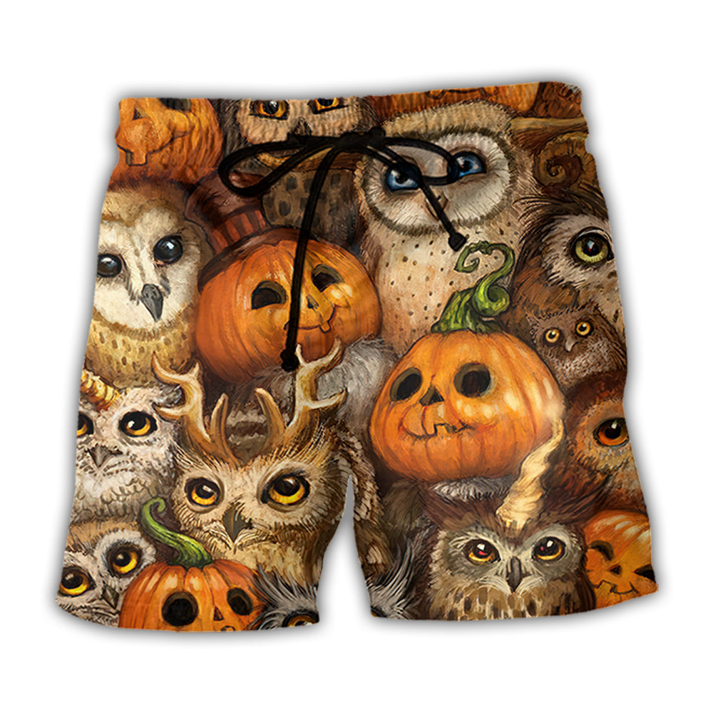 Halloween Owl Pumpkin Pattern - Beach Short - Owl Ohh - Owl Ohh