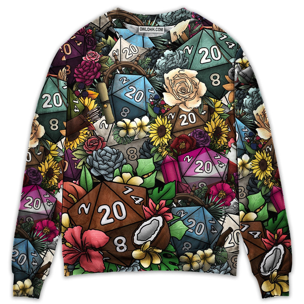 D20 Loves Flowers Hippie Beautiful - Sweater - Ugly Christmas Sweaters - Owl Ohh - Owl Ohh