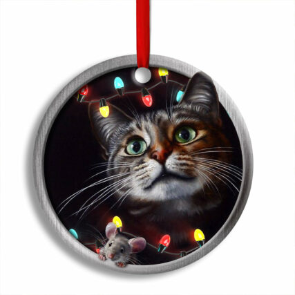 Cat With Mouse Art Style - Circle Ornament - Owl Ohh - Owl Ohh