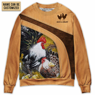 Chicken An Old Rooster And His Cute Chick Personalized - Sweater - Ugly Christmas Sweaters - Owl Ohh - Owl Ohh