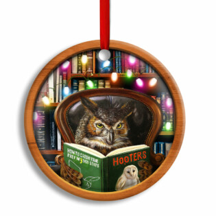 Christmas Funny Owl Lover Book Library Light Decor Tree Hanging - Circle Ornament - Owl Ohh - Owl Ohh