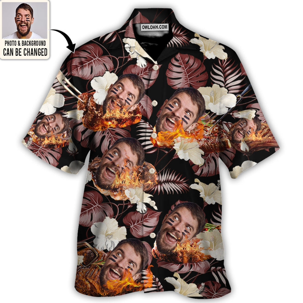 BBQ You Want Tropical Style Custom Photo - Hawaiian Shirt - Personalized Photo Gifts for men and women, kids - Owl Ohh