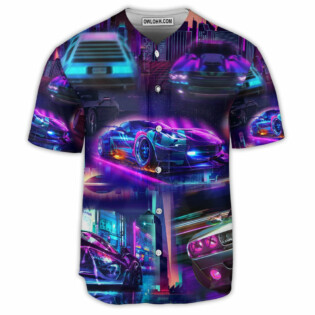 Car Love Racing Car In The Neon City Style - Baseball Jersey - Owl Ohh - Owl Ohh