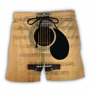 Guitar Retro Music Note - Beach Short - Owl Ohh - Owl Ohh