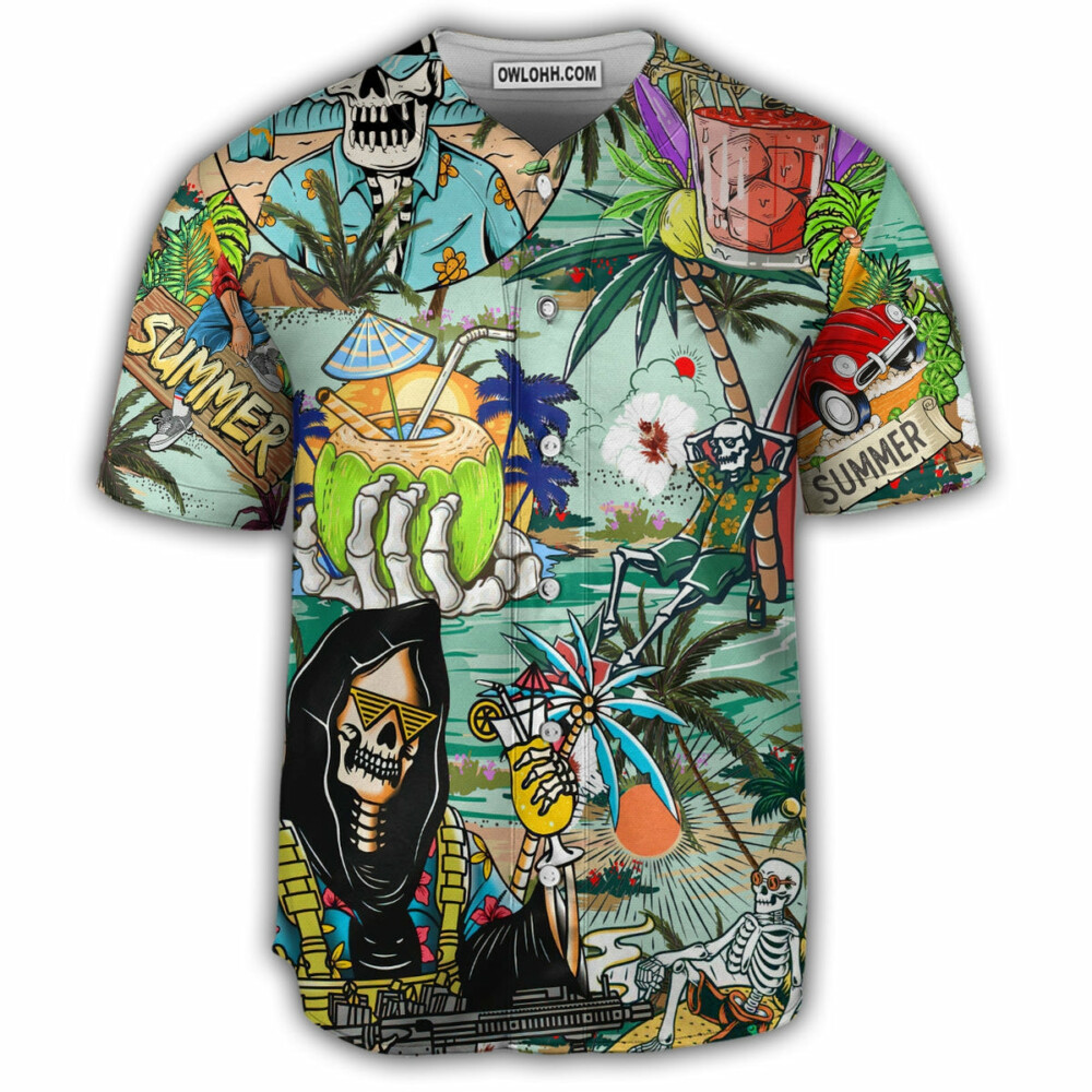 Skull Chill Out Summer Beach - Baseball Jersey - Owl Ohh - Owl Ohh