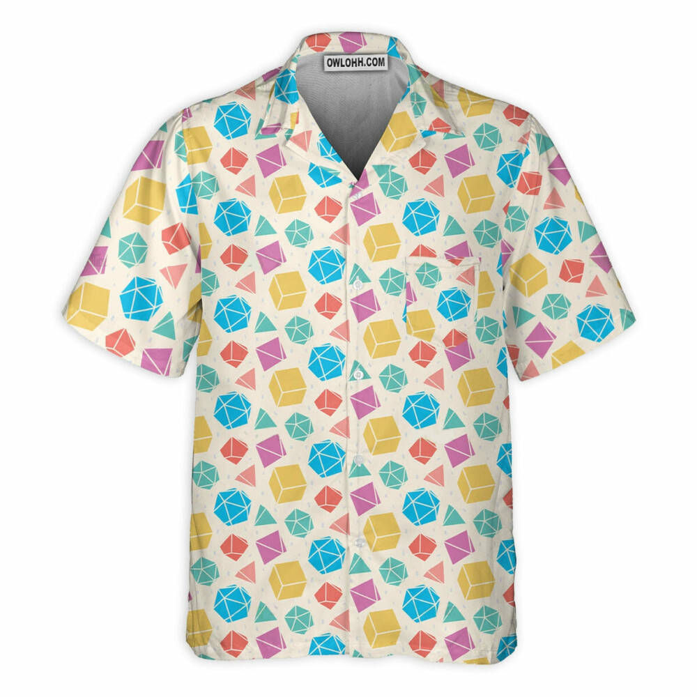 DnD Dice Polygonal Pattern - Hawaiian Shirt - Owl Ohh - Owl Ohh