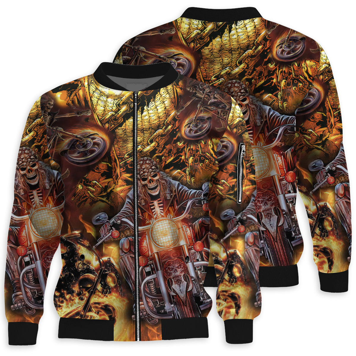 Skull Motorcycle Racing Fast Fire - Bomber Jacket - Owl Ohh - Owl Ohh