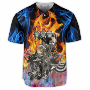 Hot Rod Energy Blue And Red Flame - Baseball Jersey - Owl Ohh - Owl Ohh