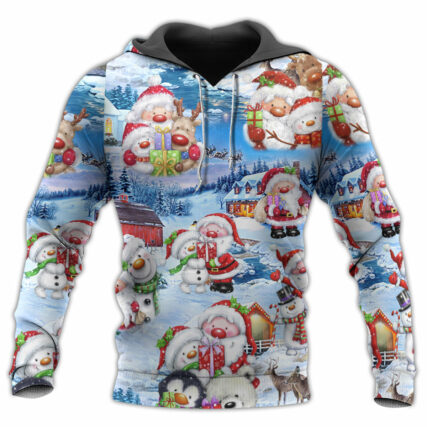 Santa And Snowman Christmas Holiday - Hoodie - Owl Ohh - Owl Ohh