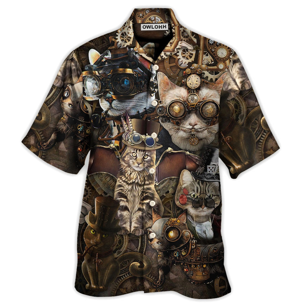 Cat Steampunk We're All Mad Here - Hawaiian Shirt - Owl Ohh - Owl Ohh
