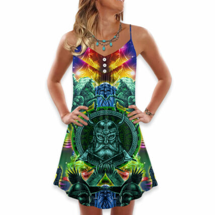 Viking Green Christmas Style - V-neck Sleeveless Cami Dress - Owl Ohh - Owl Ohh