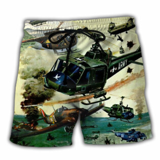Helicopter Air Battle Combat Military Planes - Beach Short - Owl Ohh - Owl Ohh