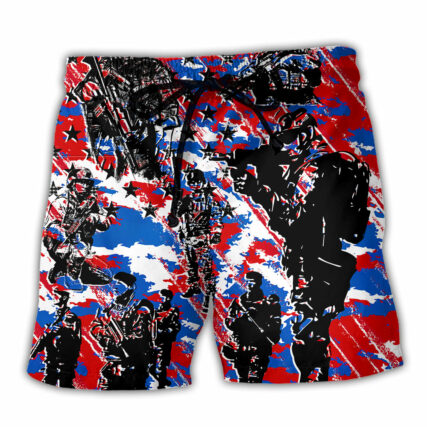 Veteran Independence Day Camo Pattern - Beach Short - Owl Ohh - Owl Ohh