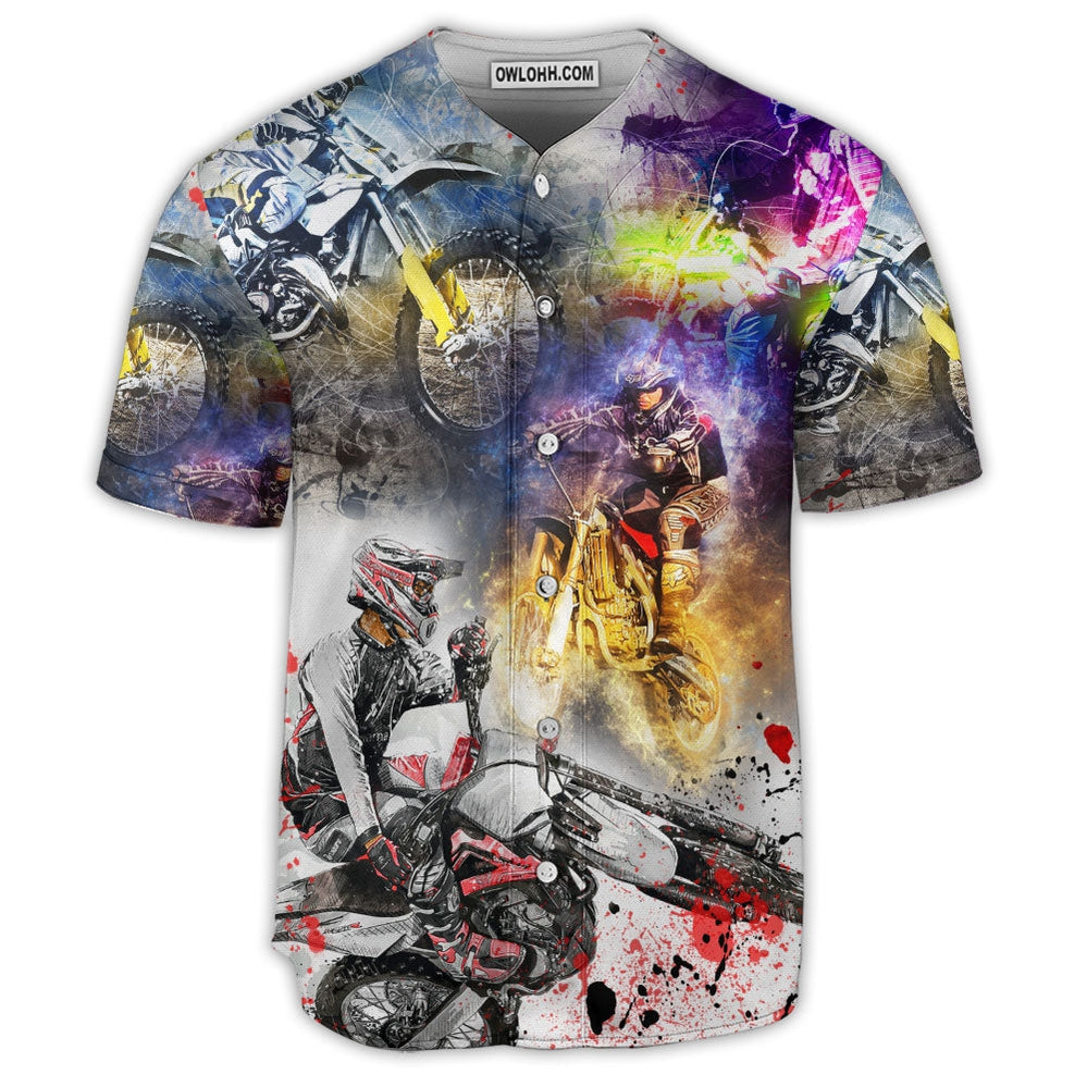 Motorcycle Colorful Art Style - Baseball Jersey - Owl Ohh - Owl Ohh
