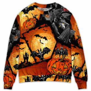 Halloween Bat Pumpkin Scary - Sweater - Ugly Christmas Sweaters - Owl Ohh - Owl Ohh